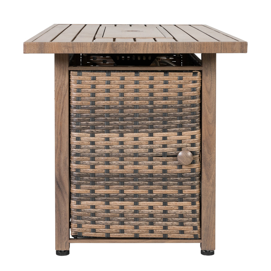 Nuu Garden Fire Pit Table 43-In W 50000 Maximum Btus Iron Rectangle Liquid Propane Fire Pit Table